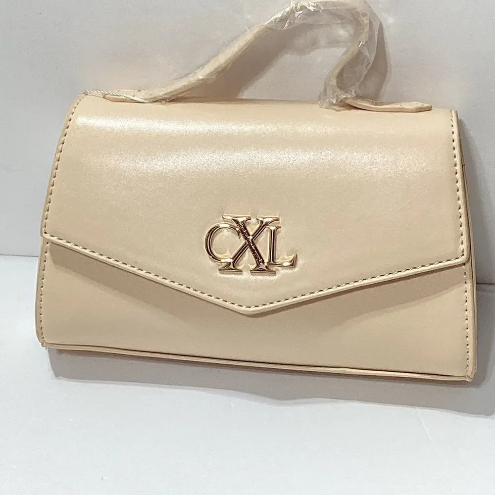 CXL Laine Matte Patent Crossbody Bag Cream Nude Clutch Style Purse NWT Strap